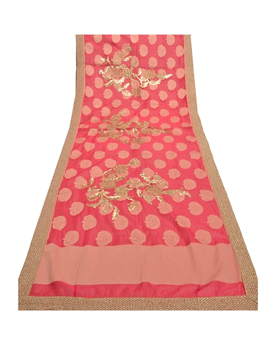 Sanskriti Vintage Dupatta Long Stole Art Silk Peach Embroidered Gota Work Veil DC-47319-Shade Of Peach-Gota Work-Art (Artificial) Silk-7