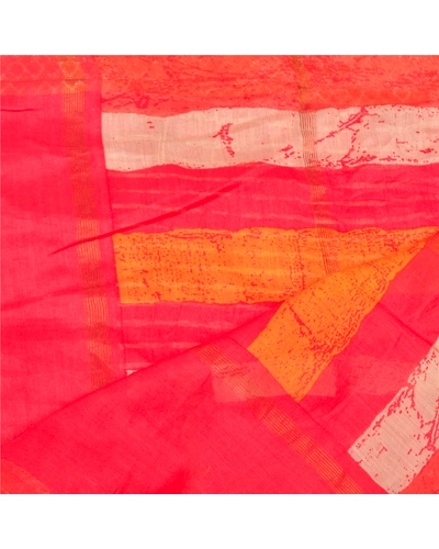 Sanskriti Vintage Dupatta Long Stole Chanderi Red Wrap Hijab Printed Scarves DC-47371-Red-Printed Work-Chanderi-4