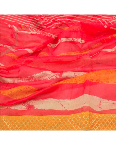Sanskriti Vintage Dupatta Long Stole Chanderi Red Wrap Hijab Printed Scarves DC-47371-Red-Printed Work-Chanderi-6