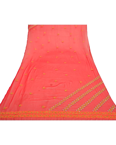 Sanskriti Vintage Dupatta Long Stole Georgette Red Hand Embroidered Chikankari DC-47418-Red-Thread Work-Georgette-8