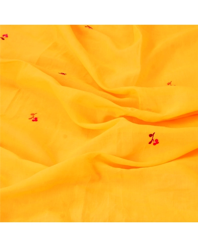 Sanskriti Vintage Dupatta Long Stole Cotton Yellow Hijab Hand Embroidered Scarves DC-47480-Yellow-Thread Work-Cotton-6