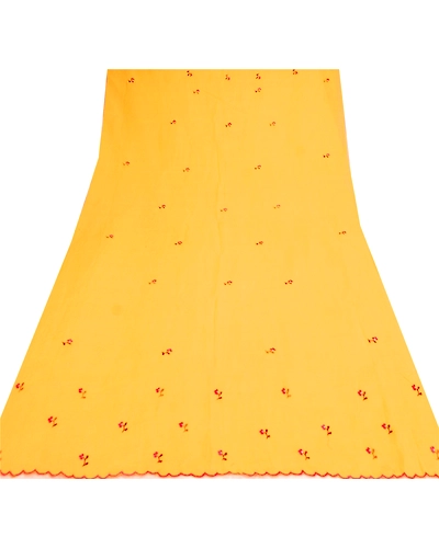 Sanskriti Vintage Dupatta Long Stole Cotton Yellow Hijab Hand Embroidered Scarves DC-47480-Yellow-Thread Work-Cotton-7