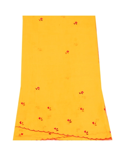 Sanskriti Vintage Dupatta Long Stole Cotton Yellow Hijab Hand Embroidered Scarves DC-47480-Yellow-Thread Work-Cotton-8
