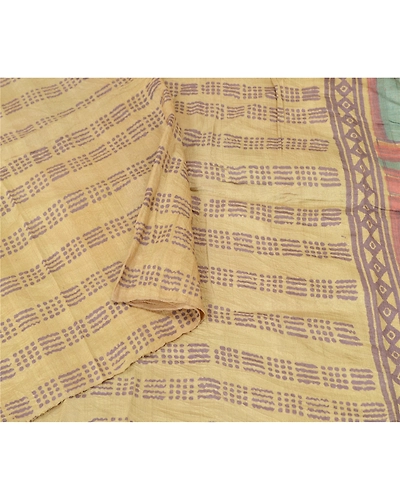 Sanskriti Vintage Dupatta Long Stole Pure Silk Cream Veil Printed Wrap Hijab DC-47533-Cream-Printed Work-Pure Silk-2
