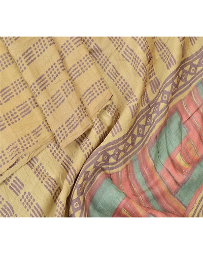 Sanskriti Vintage Dupatta Long Stole Pure Silk Cream Veil Printed Wrap Hijab DC-47533-Cream-Printed Work-Pure Silk-3