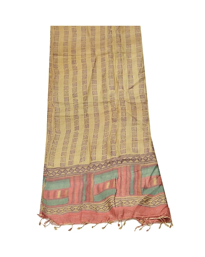 Sanskriti Vintage Dupatta Long Stole Pure Silk Cream Veil Printed Wrap Hijab DC-47533-Cream-Printed Work-Pure Silk-8
