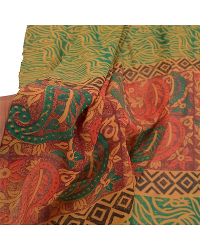 Sanskriti Vintage Dupatta Long Stole Georgette Green Veil Printed Floral Scarves DC-47598-Green-Printed Work-Georgette-5