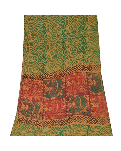 Sanskriti Vintage Dupatta Long Stole Georgette Green Veil Printed Floral Scarves DC-47598-Green-Printed Work-Georgette-8