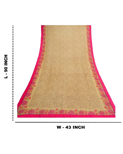 Sanskriti Vintage Dupatta Long Stole Georgette Beige Printed Work Wrap Scarves DC-47692-Shade Of Beige-Printed Work-Georgette-1