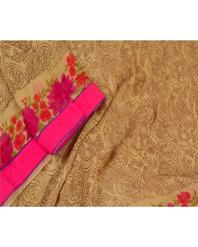 Sanskriti Vintage Dupatta Long Stole Georgette Beige Printed Work Wrap Scarves DC-47692-Shade Of Beige-Printed Work-Georgette-3