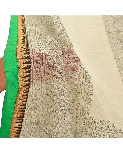 Sanskriti Vintage Dupatta Long Stole Cotton Off-White Embroidered Printed Veil DC-47761-Off-White-Printed Work-Cotton-5
