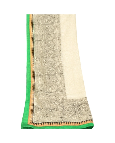 Sanskriti Vintage Dupatta Long Stole Cotton Off-White Embroidered Printed Veil DC-47761-Off-White-Printed Work-Cotton-8