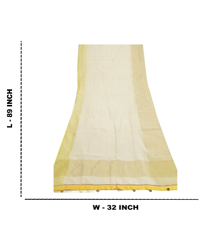 Sanskriti Vintage Dupatta Long Stole Art Silk Off-White Hijab Wrap Woven Scarves DC-47784-Off-White-Woven Work-Art (Artificial) Silk-1