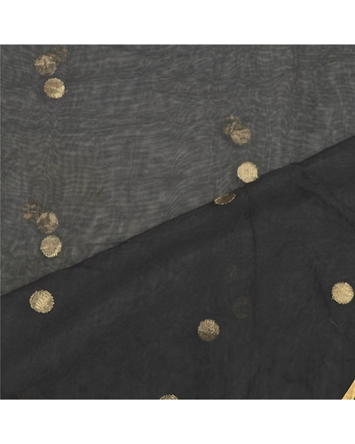 Sanskriti Vintage Dupatta Long Stole Net Mesh Black Embroidered Woven Veil DC-47793-Black-Thread Work-Net Mesh-4