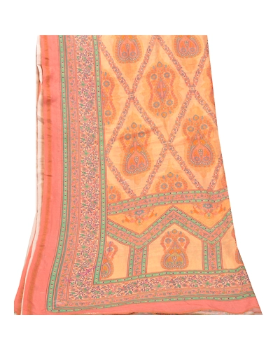 Sanskriti Vintage Dupatta Long Stole Pure Silk Beige Printed Floral Scarves DC-47806-Shade Of Beige-Printed Work-Pure Silk-8