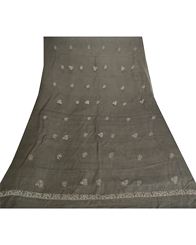 Sanskriti Vintage Dupatta Long Stole Pure Cotton Hand Embroidered Chikankari DC-47809-Black-Thread Work-Pure Cotton-7
