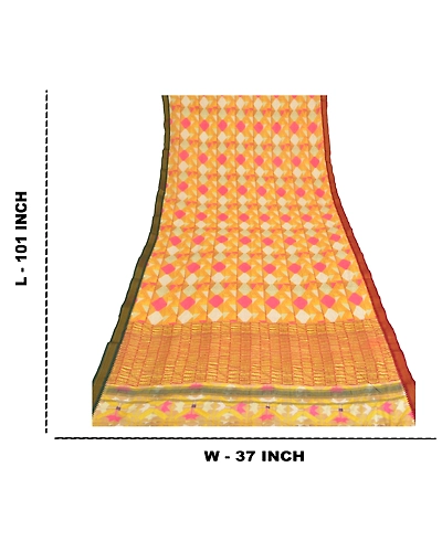 Sanskriti Vintage Dupatta Long Stole Cotton Yellow Wrap Hijab Printed Scarves DC-47878-Yellow-Printed Work-Cotton-1