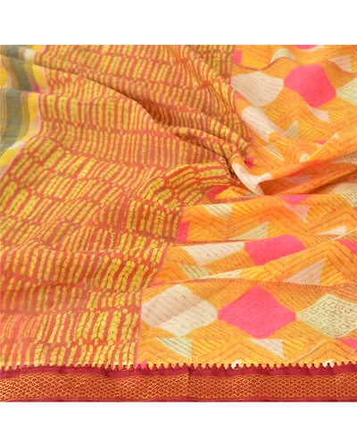 Sanskriti Vintage Dupatta Long Stole Cotton Yellow Wrap Hijab Printed Scarves DC-47878-Yellow-Printed Work-Cotton-6