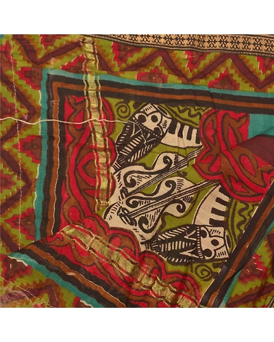 Sanskriti Vintage Dupatta Long Stole Chanderi Brown Hijab Printed Work Scarves DC-47879-Brown-Printed Work-Chanderi-4
