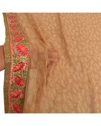 Sanskriti Vintage Dupatta Long Stole Pure Georgette Beige Hijab Printed Scarves DC-47907-Beige-Printed-Pure Georgette-5