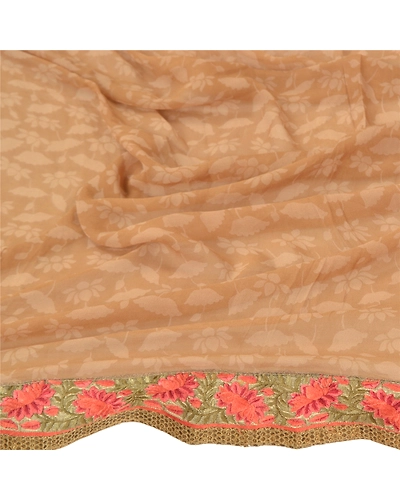 Sanskriti Vintage Dupatta Long Stole Pure Georgette Beige Hijab Printed Scarves DC-47907-Beige-Printed-Pure Georgette-6