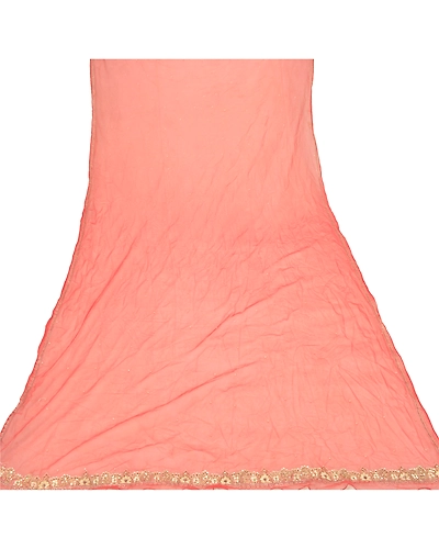 Sanskriti Vintage Dupatta Long Stole Net Mesh Red Veil Hand Beaded Scarves dc-47955-Red-Zardozi Work-Net Mesh-7