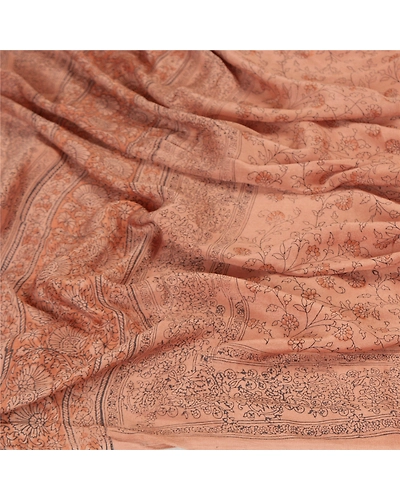 Sanskriti Vintage Dupatta Long Stole Pure Silk Brown Hand Embroidered Scarves DC-48091-Shade Of Brown-Printed Work-Pure Silk-6