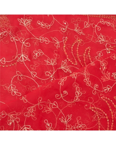 Sanskriti Vintage Dupatta Long Stole Georgette Dark Red Hand Beaded Scarves DC-48135-Dark Red-Sequins Work-Georgette-4