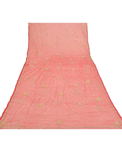 Sanskriti Vintage Dupatta Long Stole Georgette Dark Red Hand Beaded Scarves DC-48135-Dark Red-Sequins Work-Georgette-7