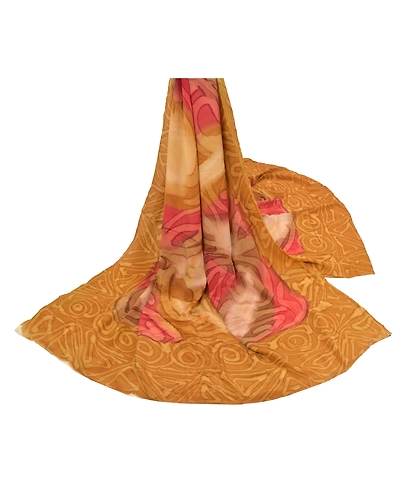 Sanskriti Vintage Dupatta Long Stole Crepe Silk Mustard Soft Printed Scarves DC-48207-Shade Of Mustard-Printed Work-Crepe Silk-2