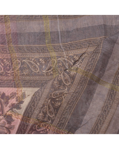Sanskriti Vintage Dupatta Long Stole Cotton Grey Printed/Painted Wrap Scarves DC-48212-Cream &amp; Grey-Printed Work-Cotton-5