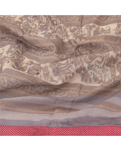 Sanskriti Vintage Dupatta Long Stole Cotton Grey Printed/Painted Wrap Scarves DC-48212-Cream &amp; Grey-Printed Work-Cotton-7