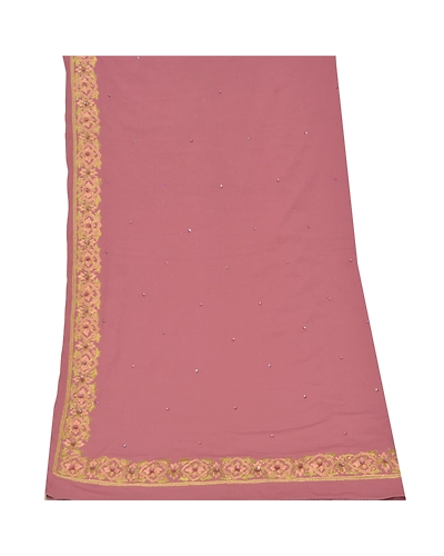 Sanskriti Vintage Dupatta Long Stole Crepe Silk Mauve Hand-Beaded Wrap Scarves DC-48341-Shade Of Mauve-Thread Work-Crepe Silk-9