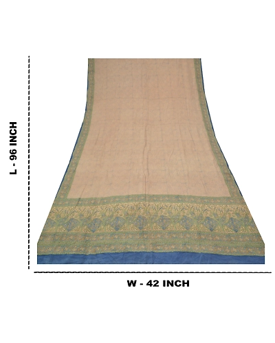 Sanskriti Vintage Dupatta Long Stole Crepe Pink Hijab Printed Wrap Scarves DC-48342-Shade Of Pink &amp; Blue-Printed Work-Cotton-1