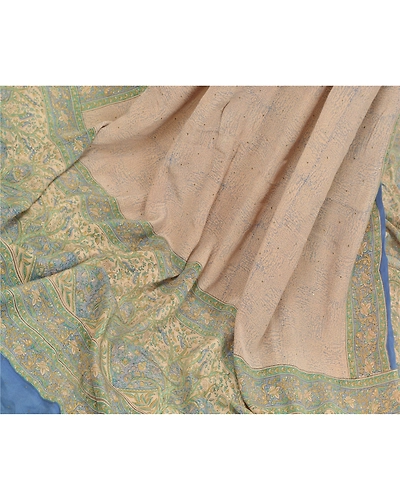 Sanskriti Vintage Dupatta Long Stole Crepe Pink Hijab Printed Wrap Scarves DC-48342-Shade Of Pink &amp; Blue-Printed Work-Cotton-2