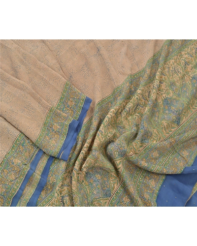 Sanskriti Vintage Dupatta Long Stole Crepe Pink Hijab Printed Wrap Scarves DC-48342-Shade Of Pink &amp; Blue-Printed Work-Cotton-4