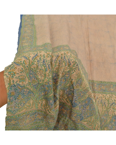 Sanskriti Vintage Dupatta Long Stole Crepe Pink Hijab Printed Wrap Scarves DC-48342-Shade Of Pink &amp; Blue-Printed Work-Cotton-6