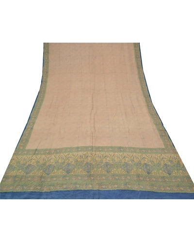 Sanskriti Vintage Dupatta Long Stole Crepe Pink Hijab Printed Wrap Scarves DC-48342-Shade Of Pink &amp; Blue-Printed Work-Cotton-8
