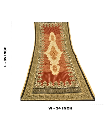 Sanskriti Vintage Dupatta Long Stole Cotton Brown Hijab Printed Wrap Scarves DC-48357-Brown &amp; Black-Printed Work-Cotton-1