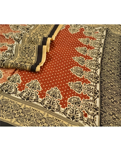Sanskriti Vintage Dupatta Long Stole Cotton Brown Hijab Printed Wrap Scarves DC-48357-Brown &amp; Black-Printed Work-Cotton-2