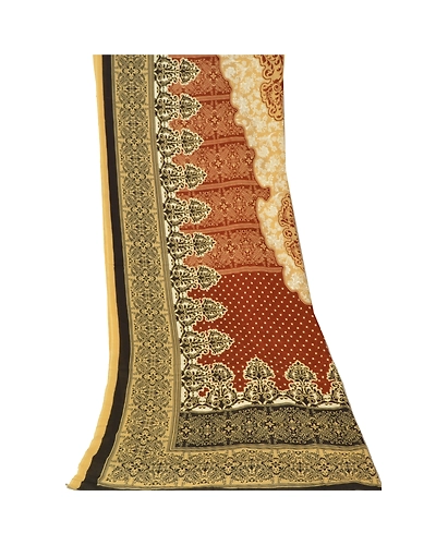 Sanskriti Vintage Dupatta Long Stole Cotton Brown Hijab Printed Wrap Scarves DC-48357-Brown &amp; Black-Printed Work-Cotton-8