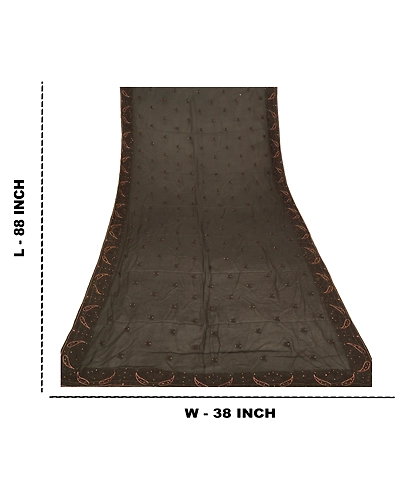 Sanskriti Vintage Dupatta Long Stole Georgette Black Scarves Embroidered Hijab DC-48371-Black-Thread Work-Georgette-1