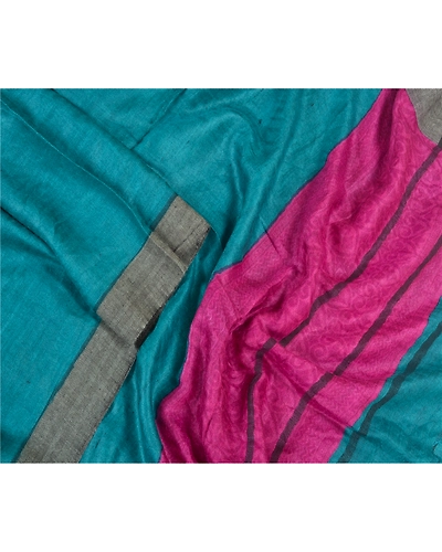 Sanskriti Vintage Dupatta Long Stole Woolen Green Hijab Woven Wrap Soft Shawl DC-48548-Green &amp; Purple-Woven Work-Woolen-3
