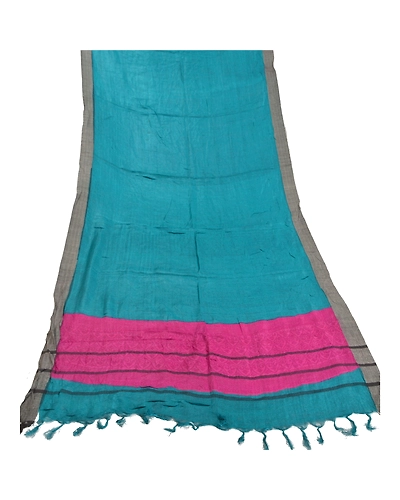 Sanskriti Vintage Dupatta Long Stole Woolen Green Hijab Woven Wrap Soft Shawl DC-48548-Green &amp; Purple-Woven Work-Woolen-7
