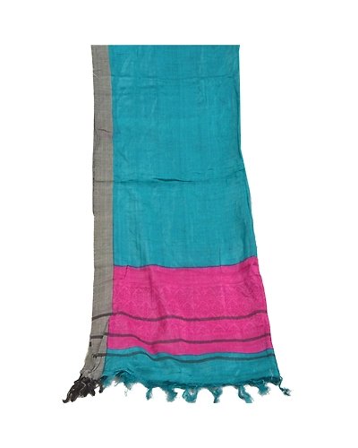 Sanskriti Vintage Dupatta Long Stole Woolen Green Hijab Woven Wrap Soft Shawl DC-48548-Green &amp; Purple-Woven Work-Woolen-8