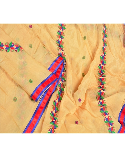 Sanskriti Vintage Dupatta Long Stole Pure Silk Ivory Embroidered Wrap Scarves DC-48549-Shade Of Ivory-Thread Work-Pure Silk-3