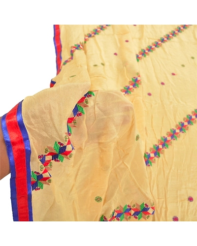 Sanskriti Vintage Dupatta Long Stole Pure Silk Ivory Embroidered Wrap Scarves DC-48549-Shade Of Ivory-Thread Work-Pure Silk-5