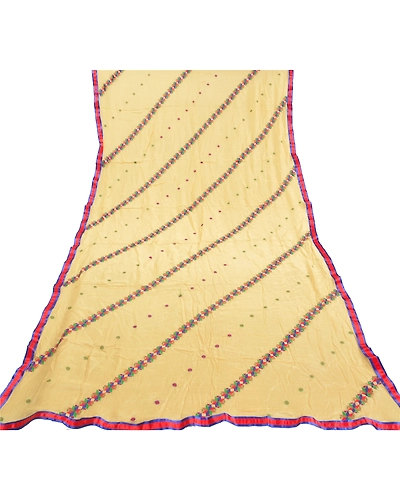 Sanskriti Vintage Dupatta Long Stole Pure Silk Ivory Embroidered Wrap Scarves DC-48549-Shade Of Ivory-Thread Work-Pure Silk-7