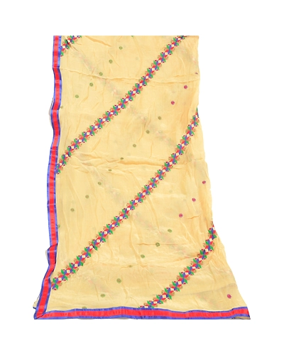 Sanskriti Vintage Dupatta Long Stole Pure Silk Ivory Embroidered Wrap Scarves DC-48549-Shade Of Ivory-Thread Work-Pure Silk-8