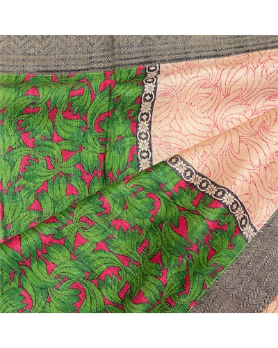 Sanskriti Vintage Dupatta Long Stole Woolen Ivory Wrap Hijab Woven Woolen Shawl DC-48690-Ivory-Printed-Woolen-4